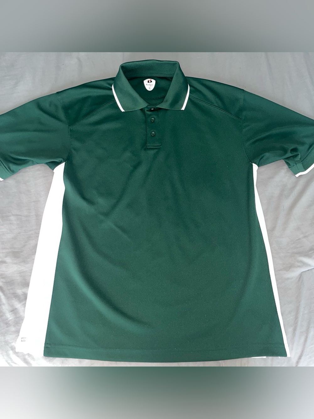 Badger Sport Men's Forest Green Polo with White Side Panels